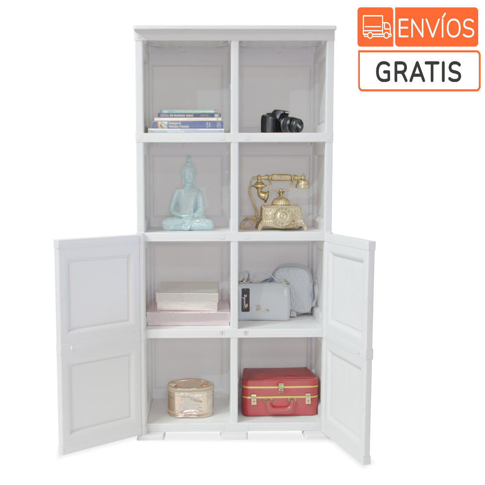 Mueble Organizador Elegance Liso Monet, Blanco Perla, Con Dos Puertas Batientes